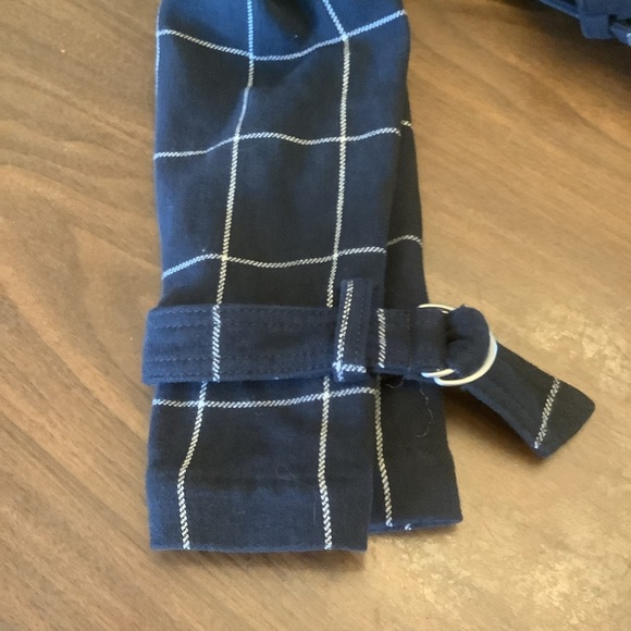 Abercrombie & Fitch Navy Windowpane Trench Coat – Size XL - Picture 14 of 14